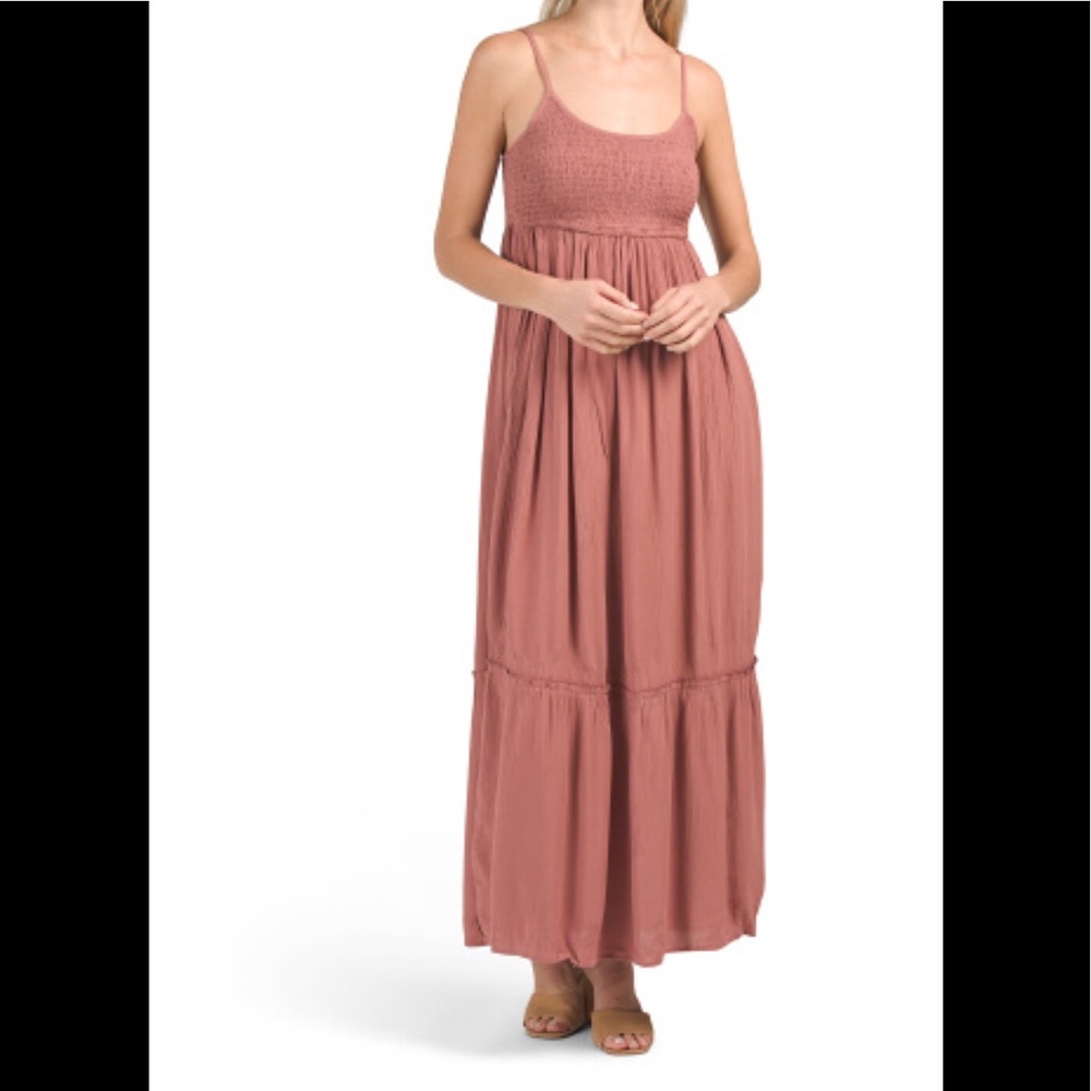 Pink Rose Crinkle Gauze Tiered Maxi Dress - Picture 1 of 3